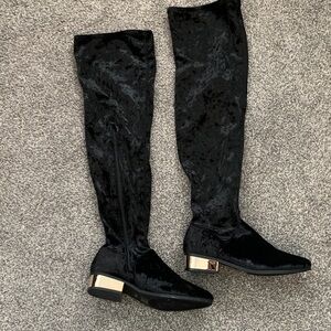 BAMBOO Black Velvet thigh High Boots